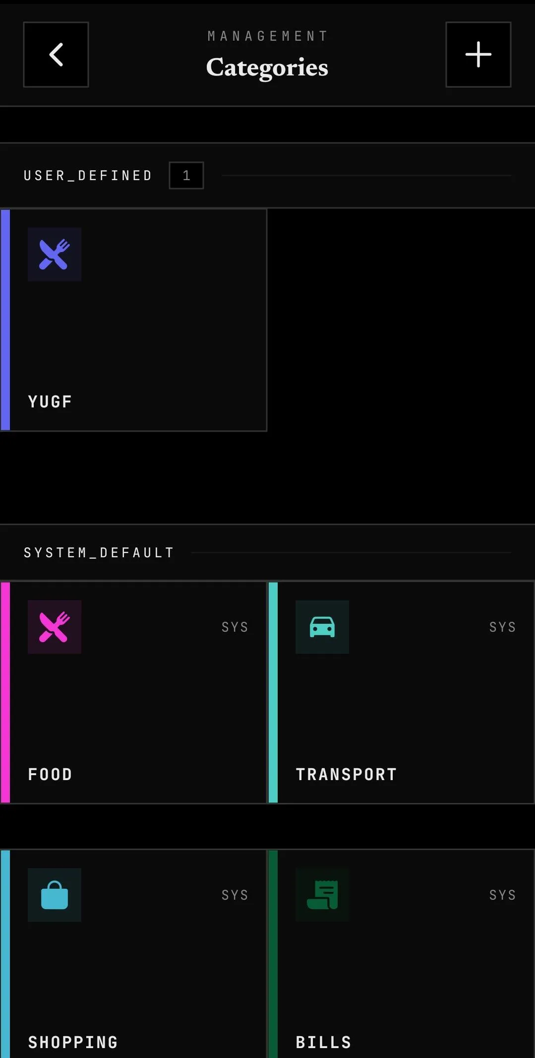 ZenLedger Categories - Category management grid